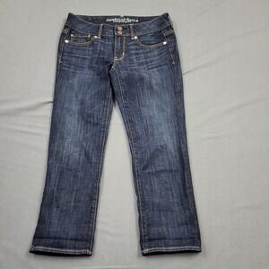 American Eagle Artist Crop Jeans Women 4 Dark Wash Indigo Low Rise Stretch Denim